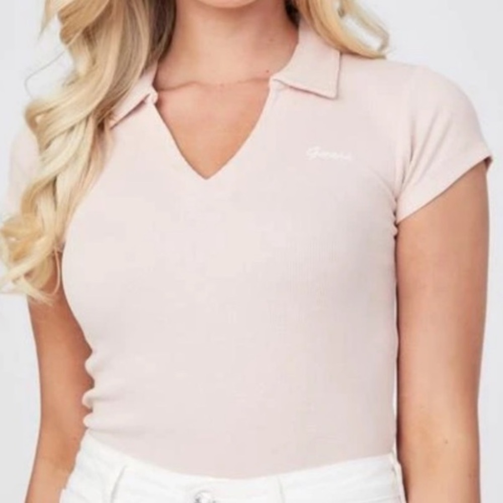Guess Ribbed Short Sleeve Color Rafina Polo Size XL - Picture 6 of 6
